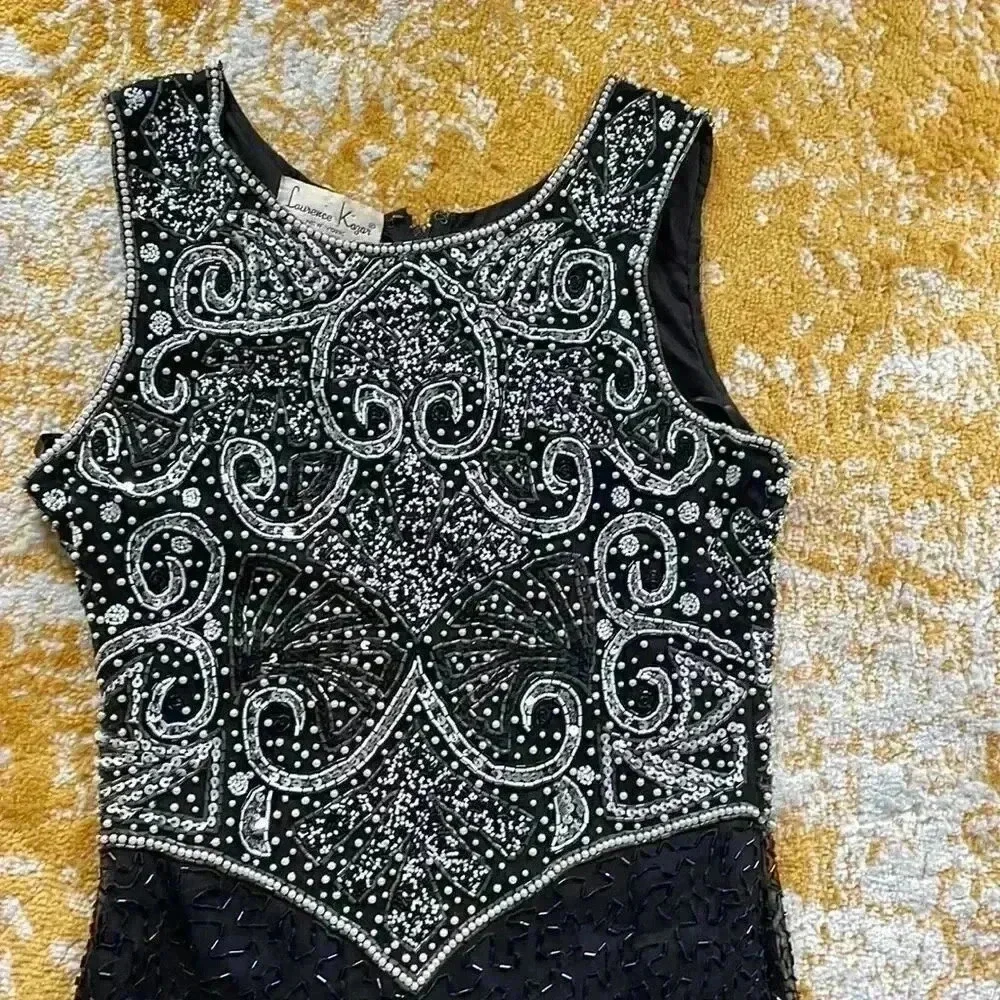 Lawrence Kosar New York vintage hand beaded mini cocktail dress S